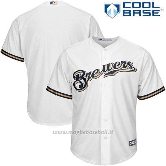 Maglia Baseball Uomo Milwaukee Brewers Majestic Bianco Cool Base